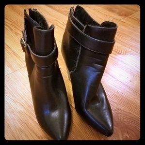 Black wedge ankle booties